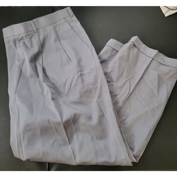 Men's Gray size 55 L gray dress pants 100% wool - Picture 3 of 8